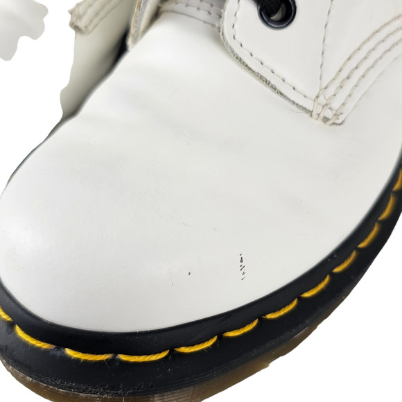 Dr Doc Martens Zavala white leather lace up ankle combat boots Ladies size 5 US - Picture 11 of 12